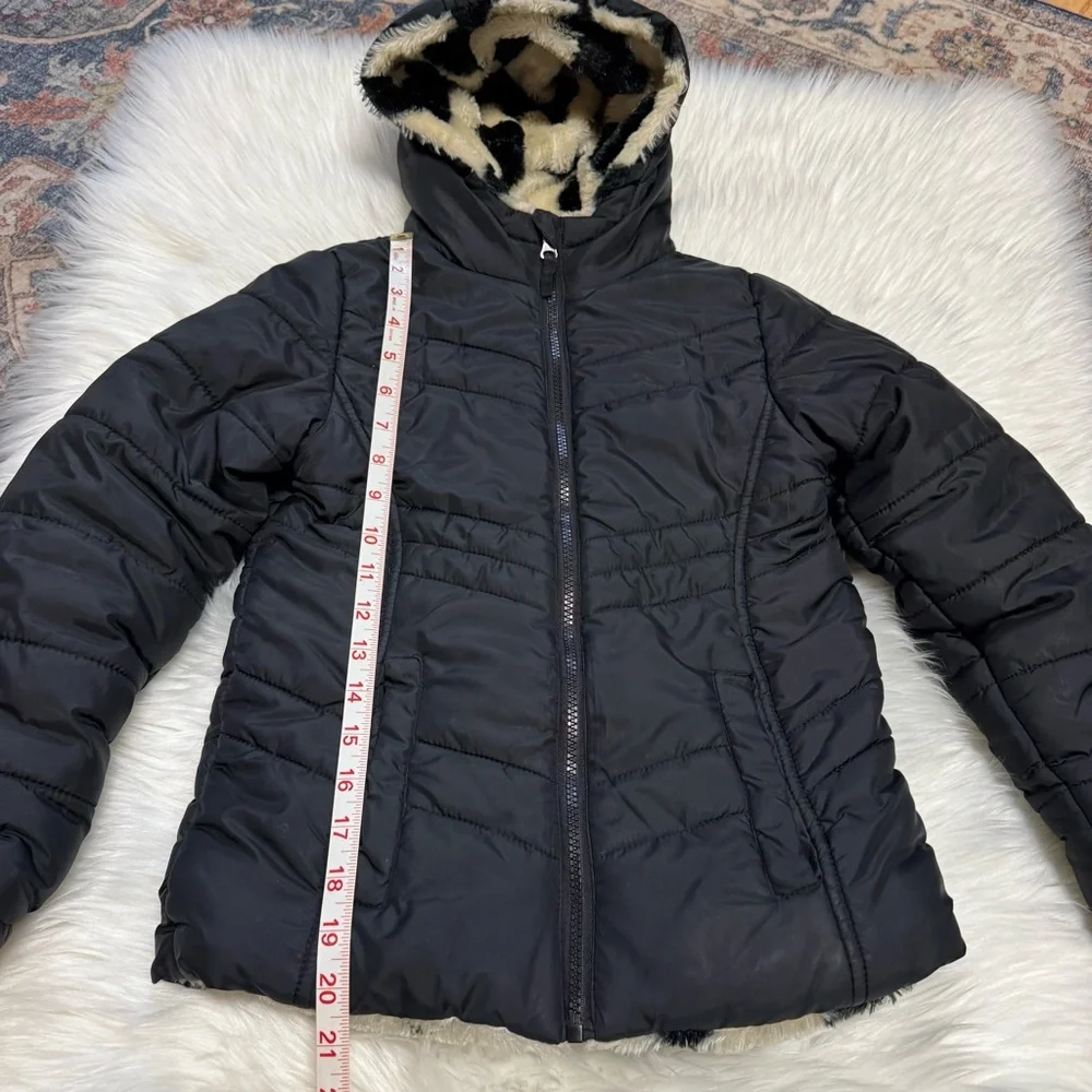 Madden Girl reversible puffer jacket black heart girls 7/8